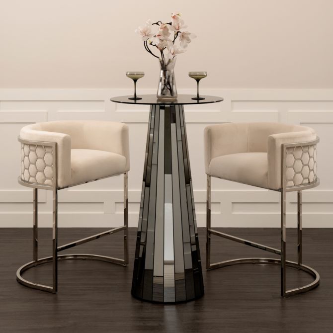 Table à café en verre moderne avec miroir pour salon contemporain 64x64 5