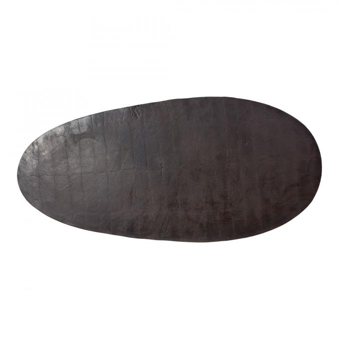 Modern Metal Top glass Ovale Table à café brun avec des jambes en acier inoxydable 3