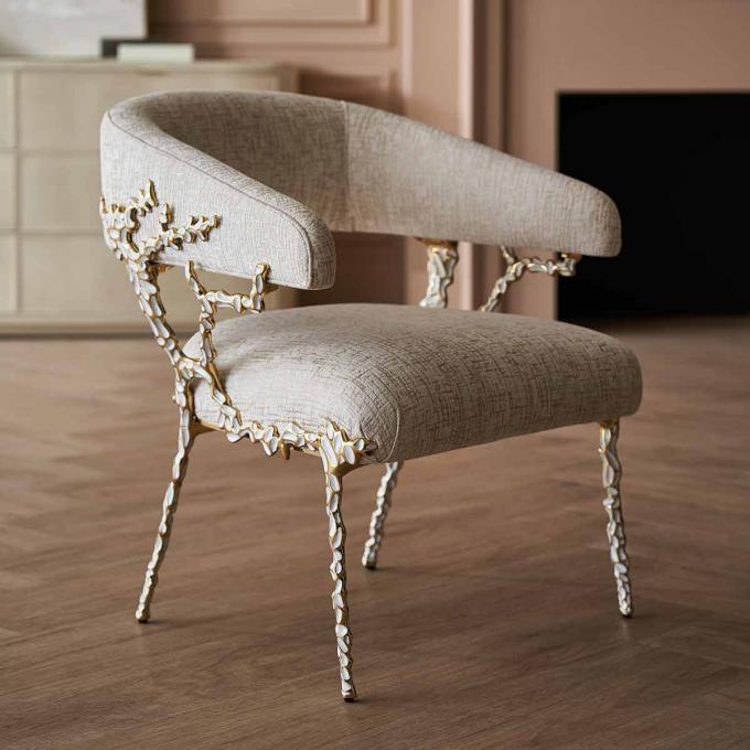Chaise en velours en cuir à cadre métallique fauteuil salon salon salon fauteuil en cuir avec accent 6