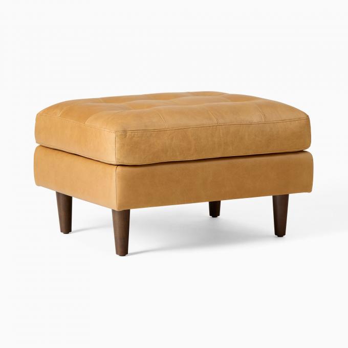 Chaise en cuir à bras de velours moderne avec tabouret ottoman 2