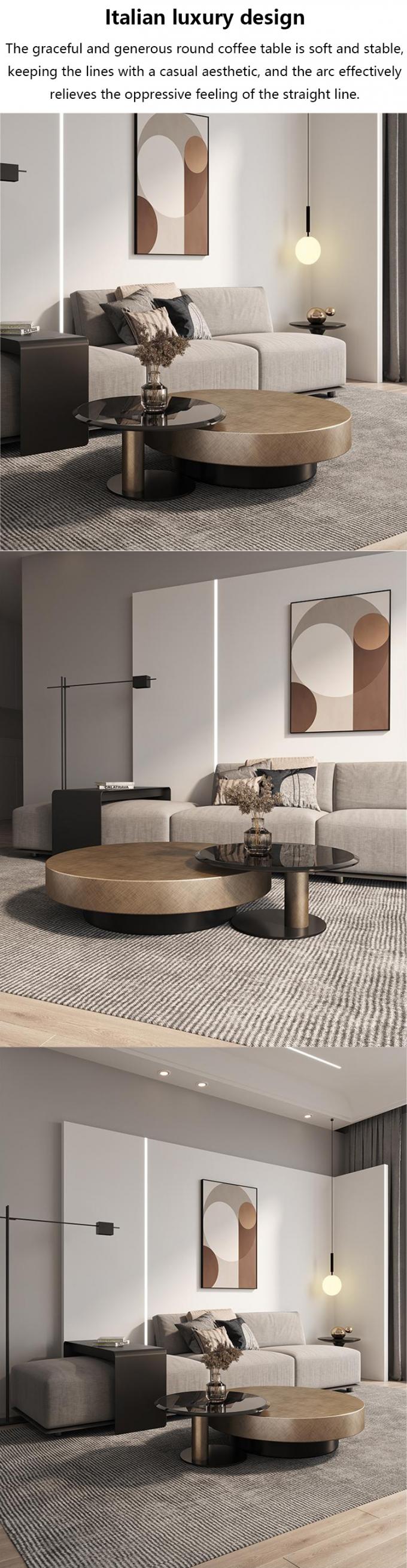 80X32 en acier inoxydable cercle rond verre haut table basse en or noir 1