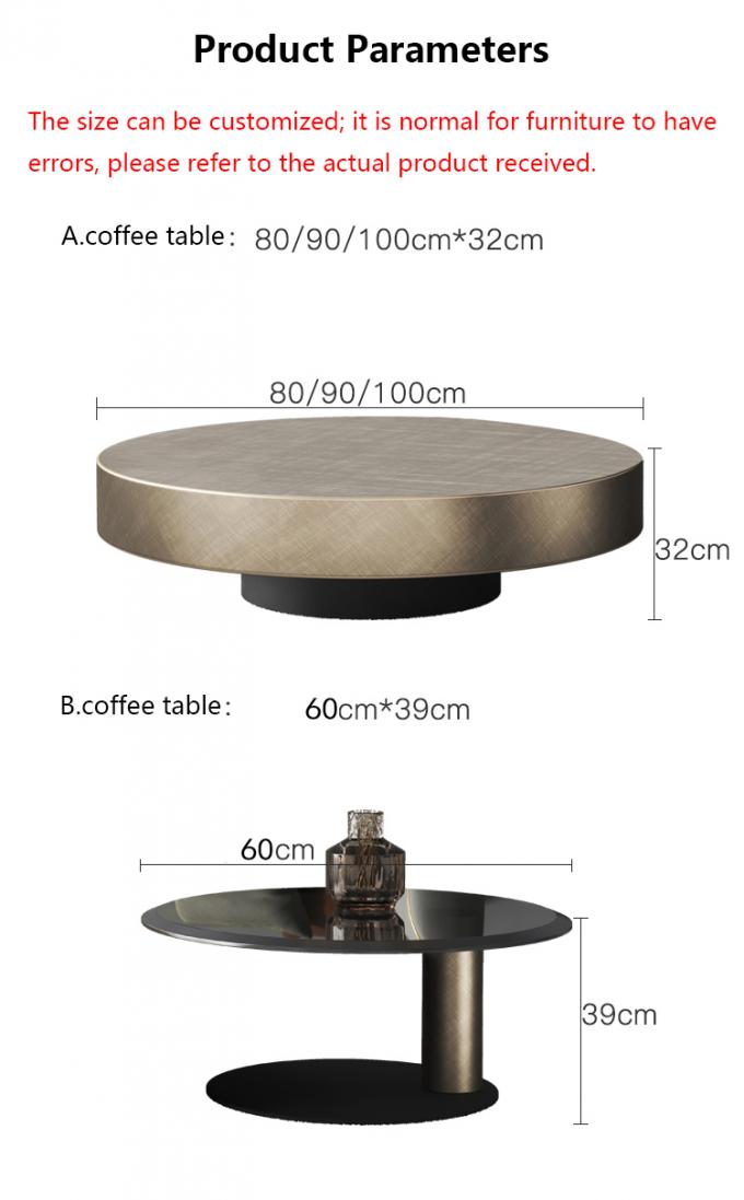 80X32 en acier inoxydable cercle rond verre haut table basse en or noir 5