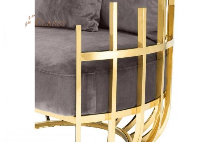 Eichholtz Santorini Velours canapé simple fauteuil avec cadre en acier inoxydable et jambes 5