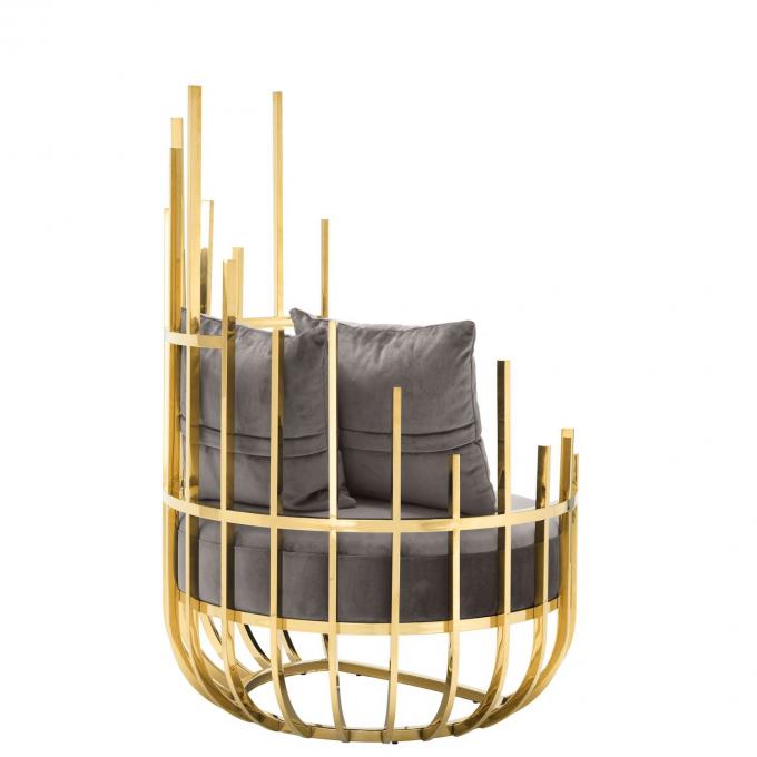 Eichholtz Santorini Velours canapé simple fauteuil avec cadre en acier inoxydable et jambes 3