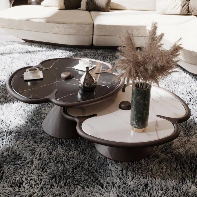 Table centrale en marbre rond en bois pour le salon 0