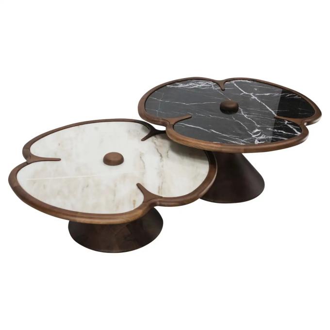 Table centrale en marbre rond en bois pour le salon 1