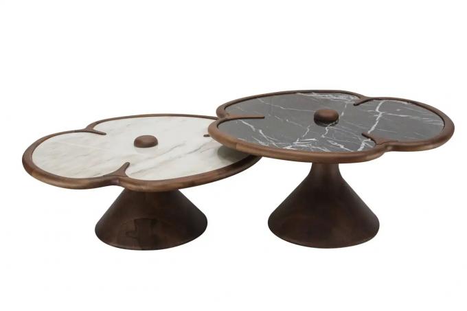 Table centrale en marbre rond en bois pour le salon 2