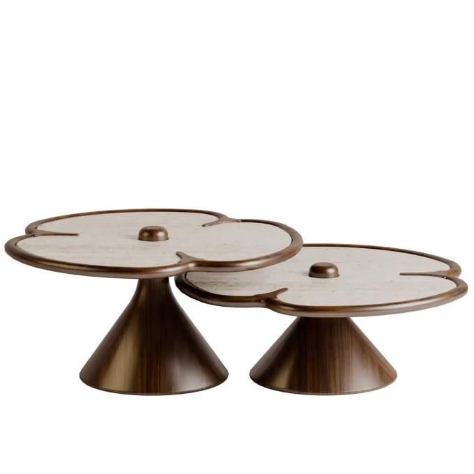 Table centrale en marbre rond en bois pour le salon 5