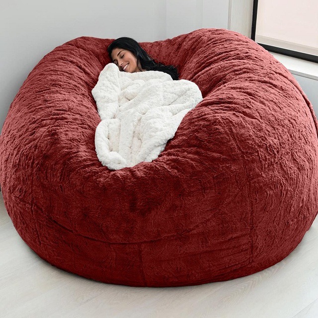 Chaise de salon en plein air 7Ft Giant Bean Bag Souffle Faux fourrure Tissu EPS remplir 5