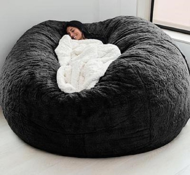 Chaise de salon en plein air 7Ft Giant Bean Bag Souffle Faux fourrure Tissu EPS remplir 4
