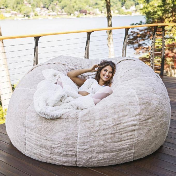 Chaise de salon en plein air 7Ft Giant Bean Bag Souffle Faux fourrure Tissu EPS remplir 9