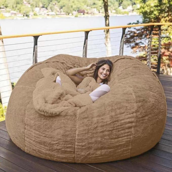 Chaise de salon en plein air 7Ft Giant Bean Bag Souffle Faux fourrure Tissu EPS remplir 10