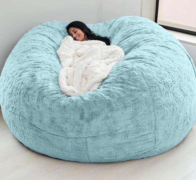 Chaise de salon en plein air 7Ft Giant Bean Bag Souffle Faux fourrure Tissu EPS remplir 12