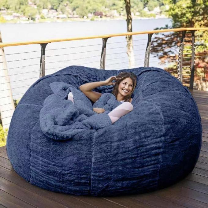 Chaise de salon en plein air 7Ft Giant Bean Bag Souffle Faux fourrure Tissu EPS remplir 11
