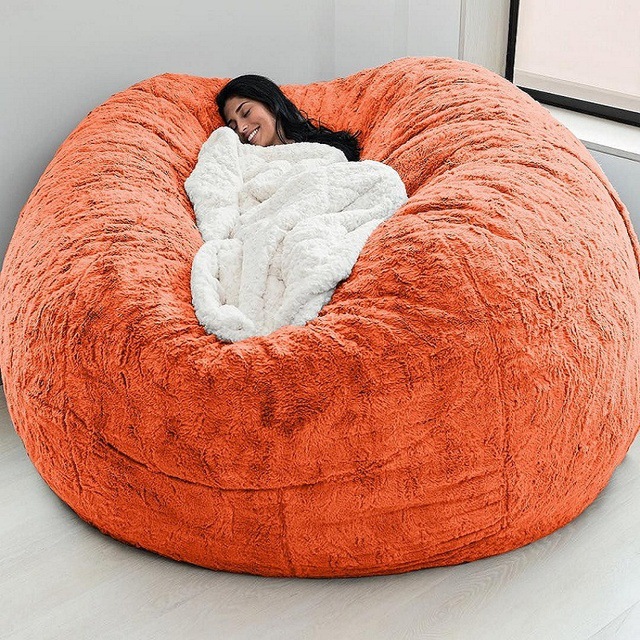 Chaise de salon en plein air 7Ft Giant Bean Bag Souffle Faux fourrure Tissu EPS remplir 13