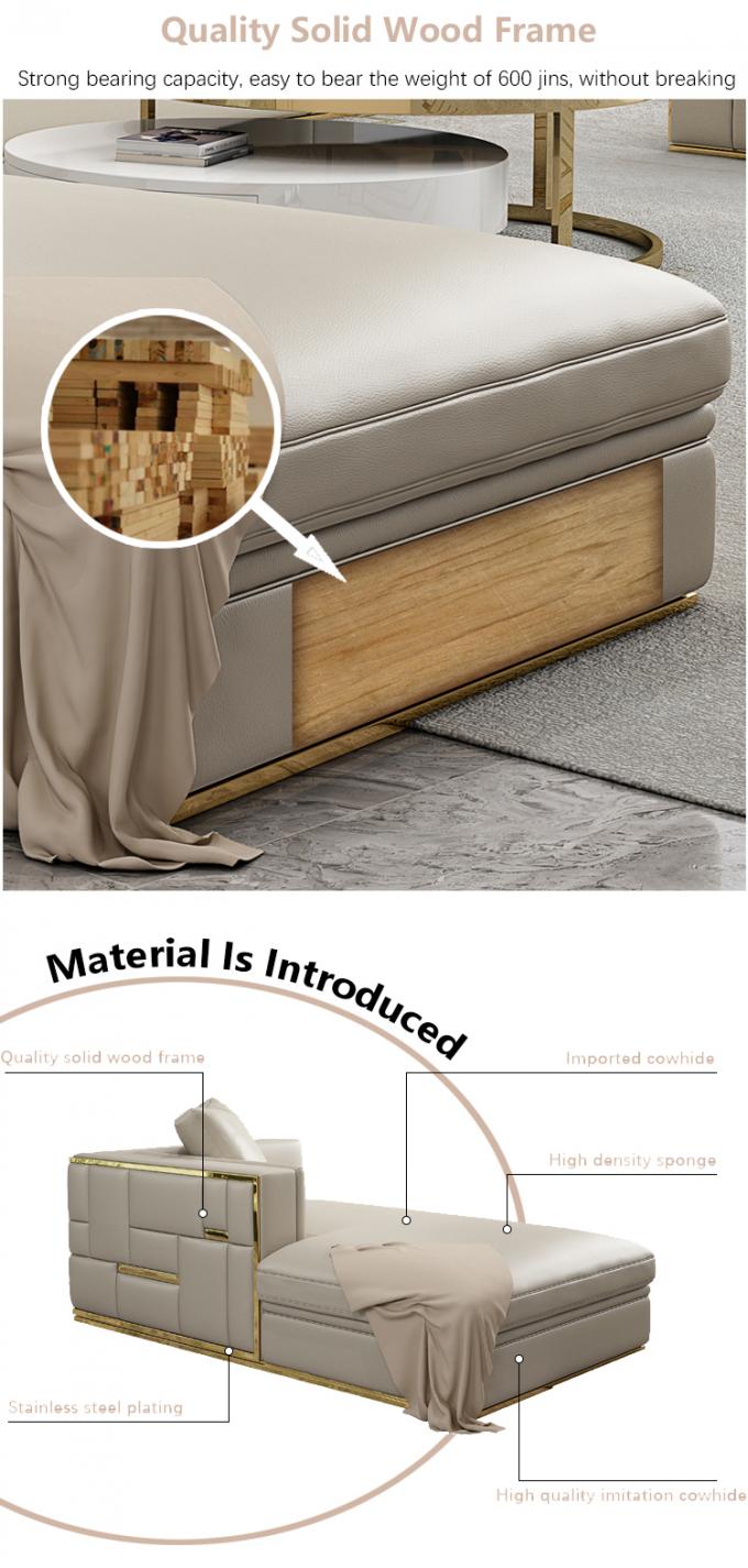 Canapé en bois massif de teck 7 places ensemble salon modulaire avec tapisseries en cuir 7