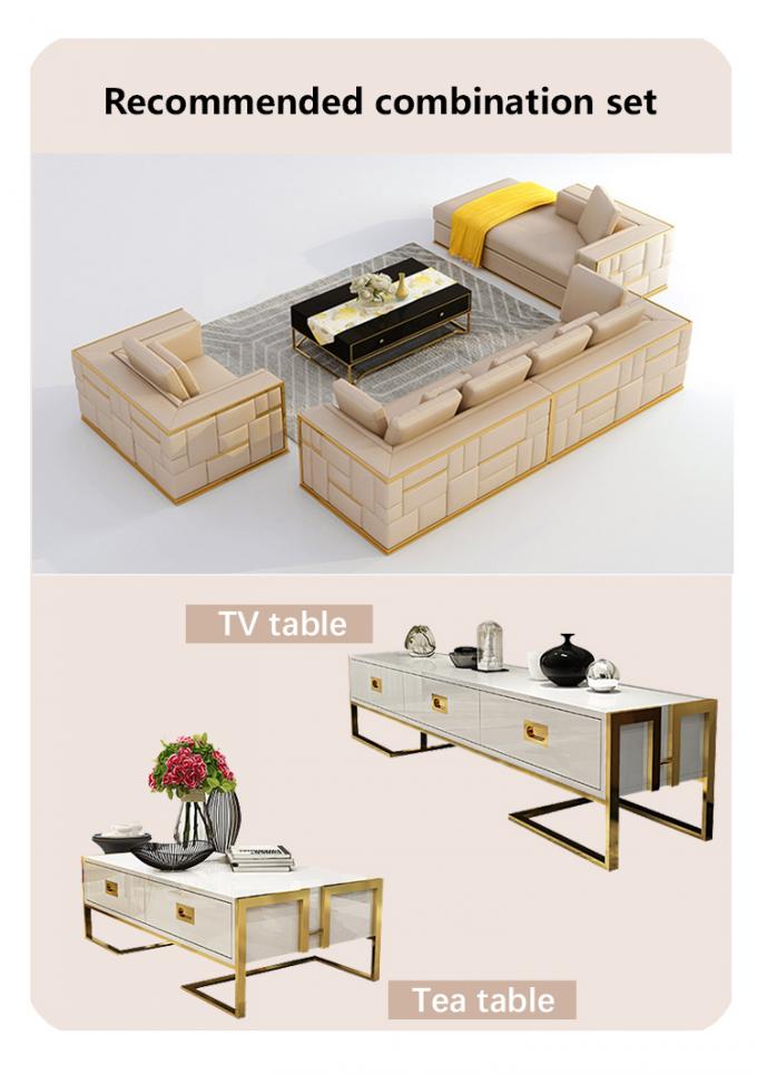 Canapé en bois massif de teck 7 places ensemble salon modulaire avec tapisseries en cuir 9