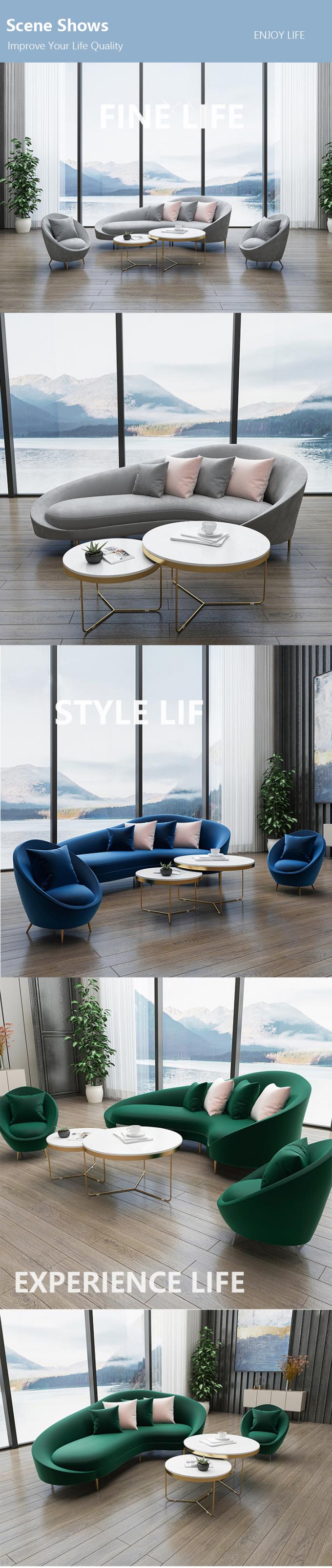Chaise de réception avec taille personnalisée et canapé en velours à trois places 5