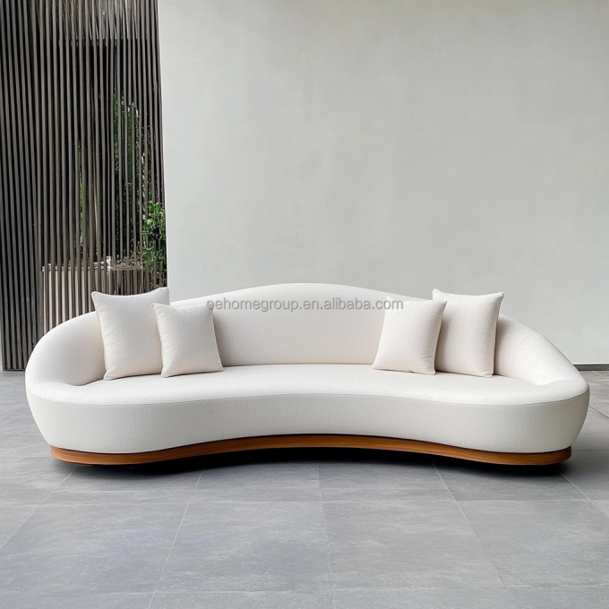 Canapé de velours italien en tissu de loisirs Couch courbé moderne unique 4
