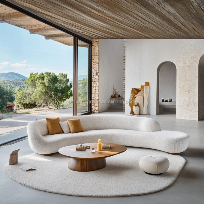 Pas de canapé sectionnel gonflable de design moderne avec style d'angle et tissu de velours modulaire incurvé 1