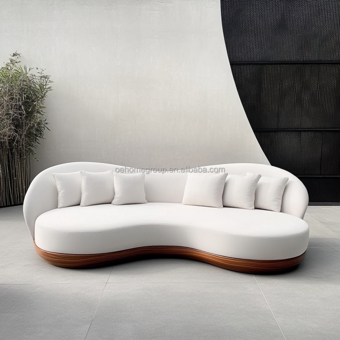 Pas de canapé sectionnel gonflable de design moderne avec style d'angle et tissu de velours modulaire incurvé 2