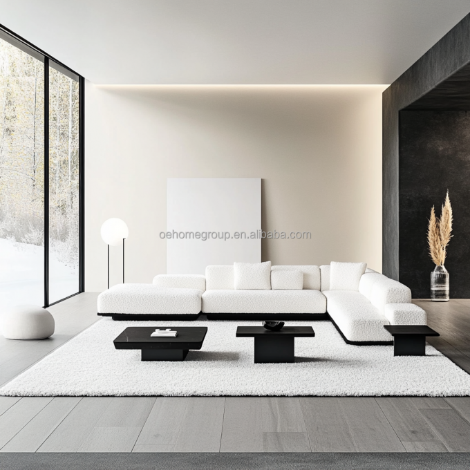 Pas de canapé sectionnel gonflable de design moderne avec style d'angle et tissu de velours modulaire incurvé 4