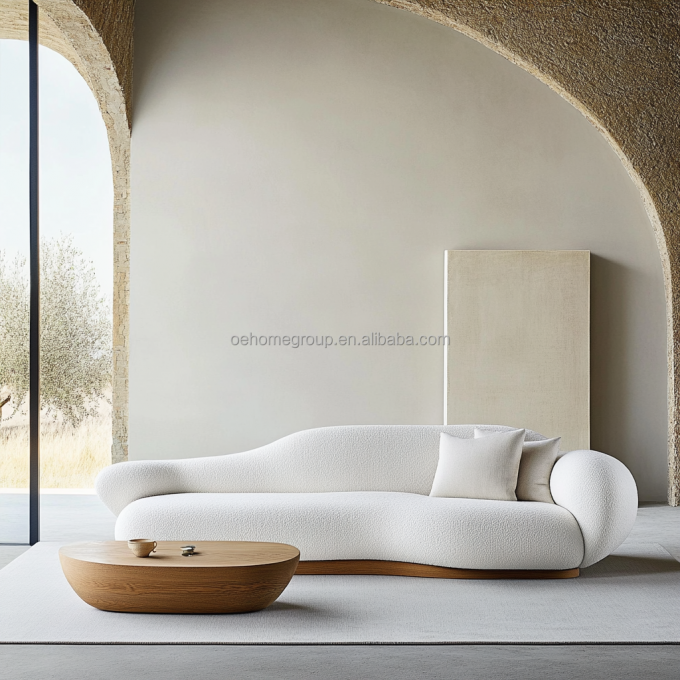 Pas de canapé sectionnel gonflable de design moderne avec style d'angle et tissu de velours modulaire incurvé 6