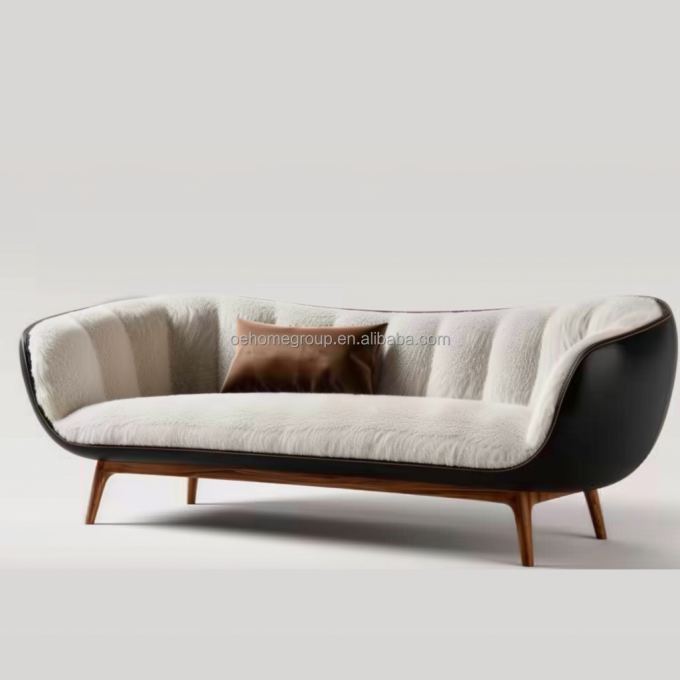 Canapé d'angle blanc moderne avec pieds en bois massif, un ajout parfait au mobilier de salon 4