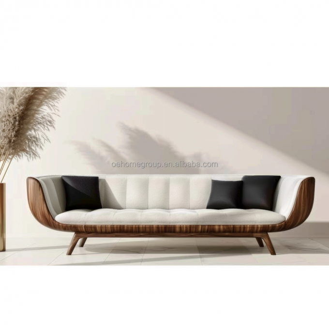 Canapé d'angle blanc moderne avec pieds en bois massif, un ajout parfait au mobilier de salon 5