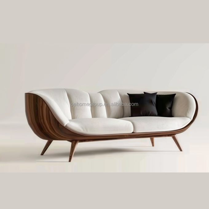 Canapé d'angle blanc moderne avec pieds en bois massif, un ajout parfait au mobilier de salon 6