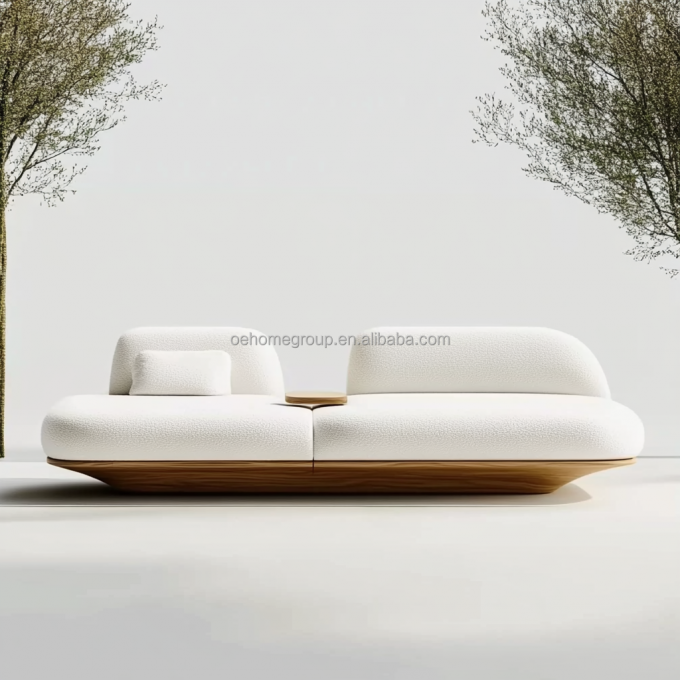 Canapé modulable incurvé de luxe à 2 places inclinables, design moderne, base en bois de noyer, pour meubles de chambre d'hôtel et design d'intérieur 5