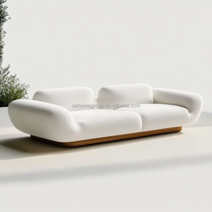 Canapé modulable incurvé de luxe à 2 places inclinables, design moderne, base en bois de noyer, pour meubles de chambre d'hôtel et design d'intérieur 6