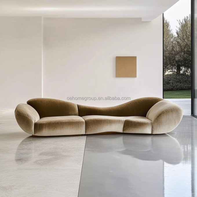 Canapé d'angle style velours design moderne salon en forme de U hôtel luxe léger combinaison modulaire 1