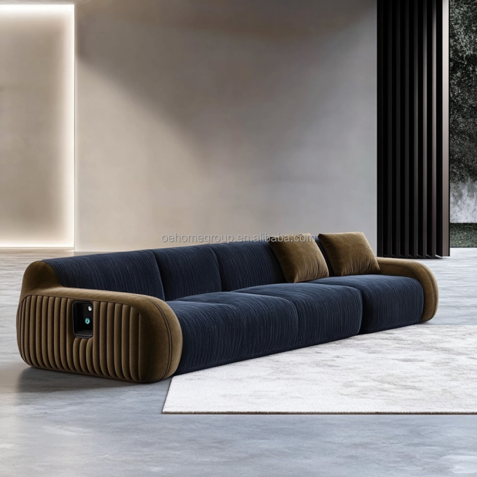 Canapé d'angle style velours design moderne salon en forme de U hôtel luxe léger combinaison modulaire 2