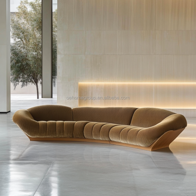 Canapé d'angle style velours design moderne salon en forme de U hôtel luxe léger combinaison modulaire 3