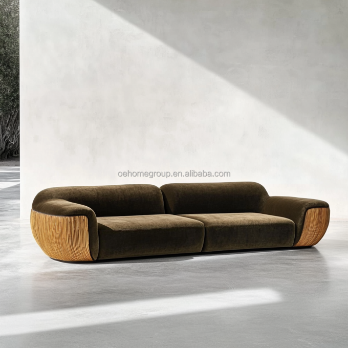 Canapé d'angle style velours design moderne salon en forme de U hôtel luxe léger combinaison modulaire 4
