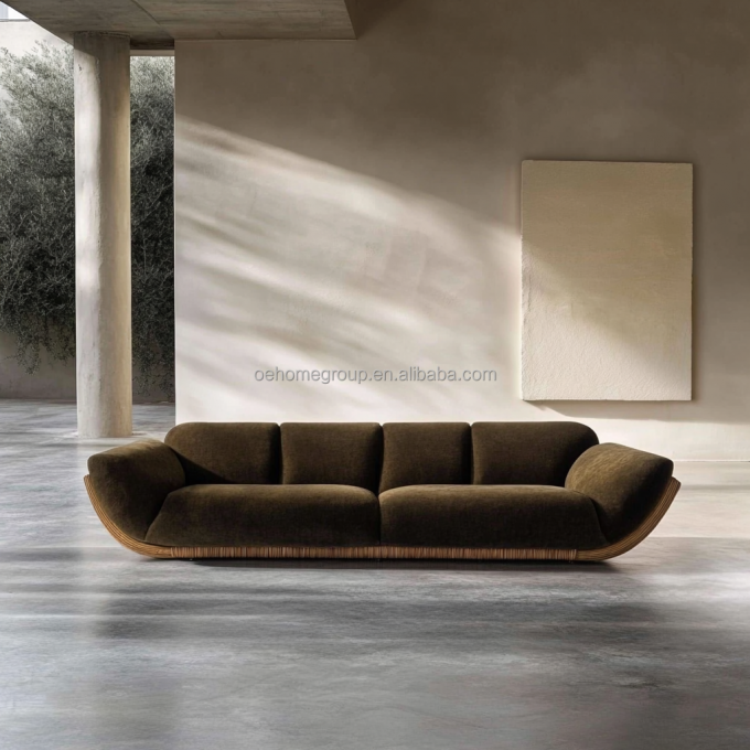 Canapé d'angle style velours design moderne salon en forme de U hôtel luxe léger combinaison modulaire 5