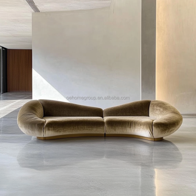 Canapé d'angle style velours design moderne salon en forme de U hôtel luxe léger combinaison modulaire 6