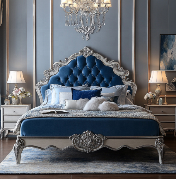 Élégance meubles de chambre classique ensemble avec tête de miroir de taille King et le matériau moderne MDF 2