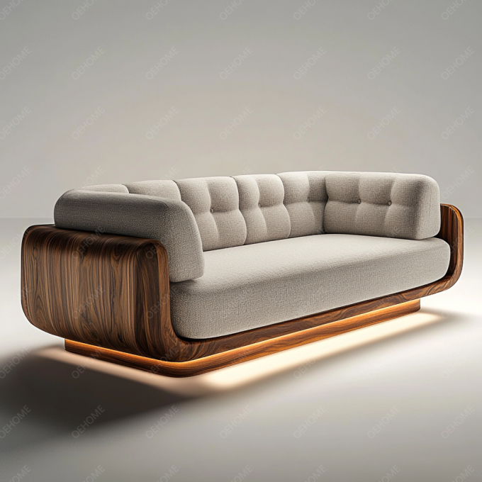 Salon de style européen minimaliste, moderne, avec canapé Chesterfield à pieds en bois blanc, ensemble avec couleur personnalisée et design luxueux 3