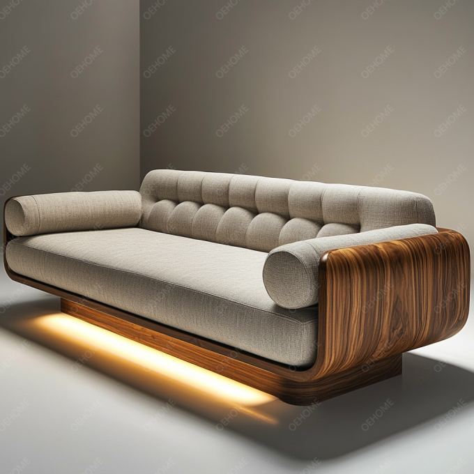 Salon de style européen minimaliste, moderne, avec canapé Chesterfield à pieds en bois blanc, ensemble avec couleur personnalisée et design luxueux 4