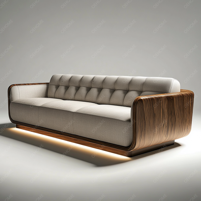 Salon de style européen minimaliste, moderne, avec canapé Chesterfield à pieds en bois blanc, ensemble avec couleur personnalisée et design luxueux 5