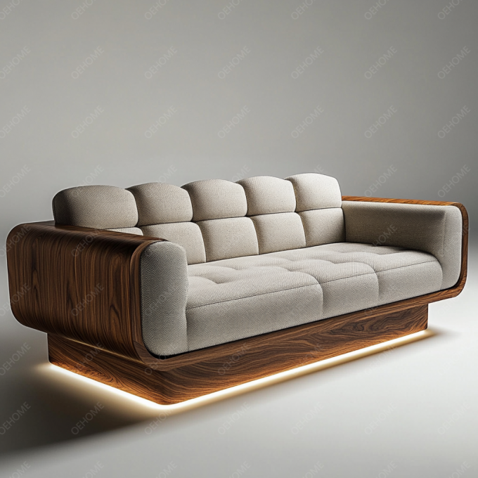 Salon de style européen minimaliste, moderne, avec canapé Chesterfield à pieds en bois blanc, ensemble avec couleur personnalisée et design luxueux 6