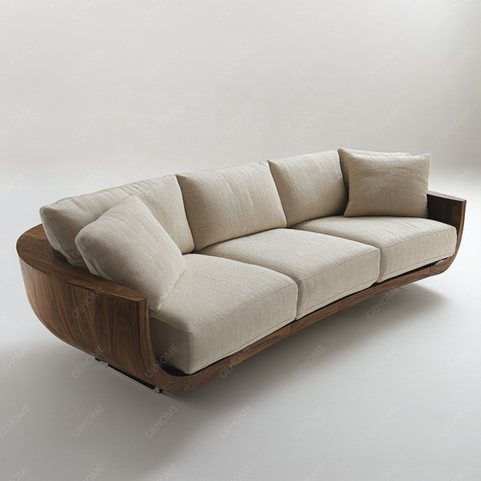 Salon de style européen minimaliste, moderne, avec canapé Chesterfield à pieds en bois blanc, ensemble avec couleur personnalisée et design luxueux 7