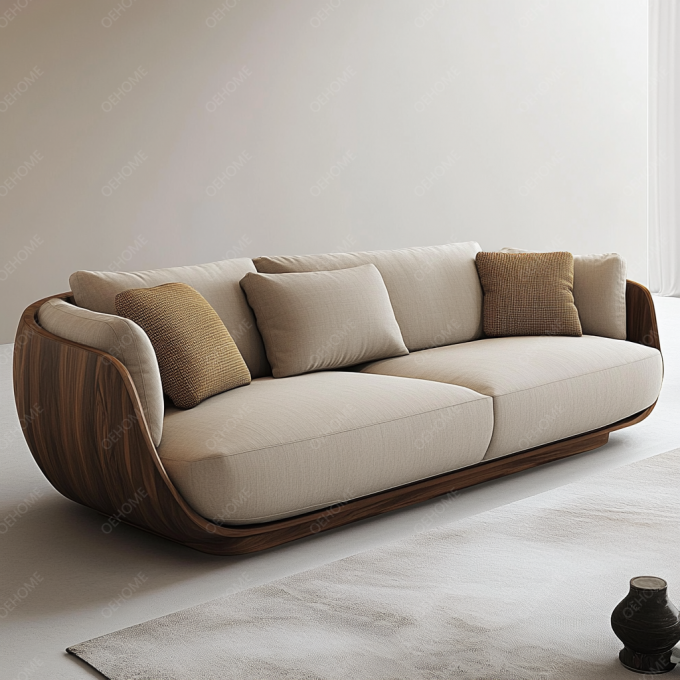 Salon de style européen minimaliste, moderne, avec canapé Chesterfield à pieds en bois blanc, ensemble avec couleur personnalisée et design luxueux 8