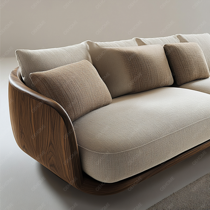 Salon de style européen minimaliste, moderne, avec canapé Chesterfield à pieds en bois blanc, ensemble avec couleur personnalisée et design luxueux 9
