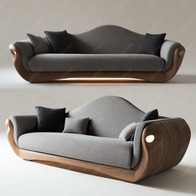 Salon de style européen minimaliste, moderne, avec canapé Chesterfield à pieds en bois blanc, ensemble avec couleur personnalisée et design luxueux 11