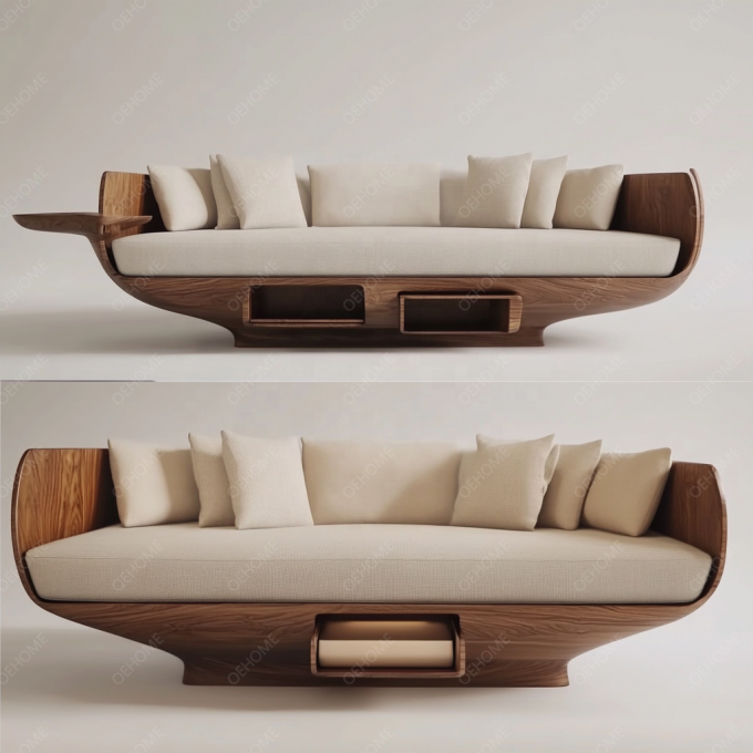 Salon de style européen minimaliste, moderne, avec canapé Chesterfield à pieds en bois blanc, ensemble avec couleur personnalisée et design luxueux 10