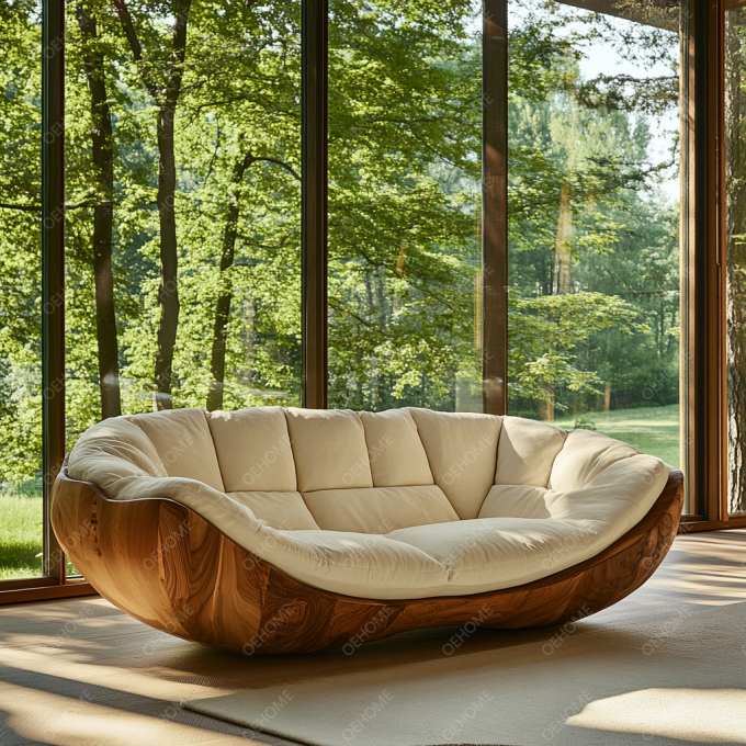 Un canapé moderne personnalisable avec un salon simple, des jambes en bois et un coin pour créer une atmosphère relaxante. 2