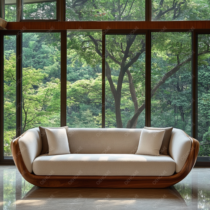 Un canapé moderne personnalisable avec un salon simple, des jambes en bois et un coin pour créer une atmosphère relaxante. 4